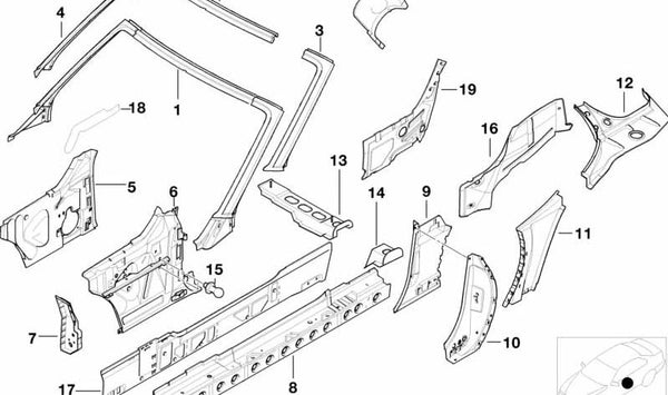 Panel lateral delantero derecho OEM 41218398648 para BMW E36, Z3. Original BMW.