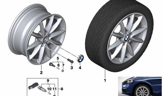 Roda de liga leve Reflex Silver para BMW F45, F46, F46N (OEM 36116876692). BMW original