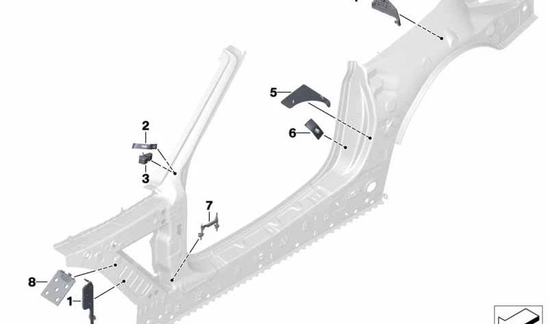 Guardabarros interior trasero izquierdo OEM 41217453751 para BMW Z4 G29. Original BMW.
