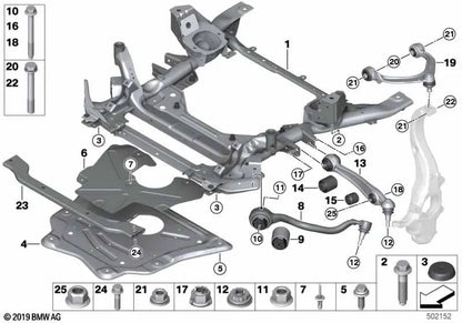 Front axle support for BMW X5 F15, F85, X6 F16, F86 (OEM 31116866690). Original BMW.
