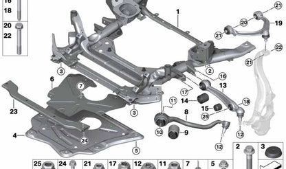 Links vordere Suspensionsarm mit hydraulischer Stütze OEM 31126863169 für BMW F15, F16, F85, F86. Original BMW.