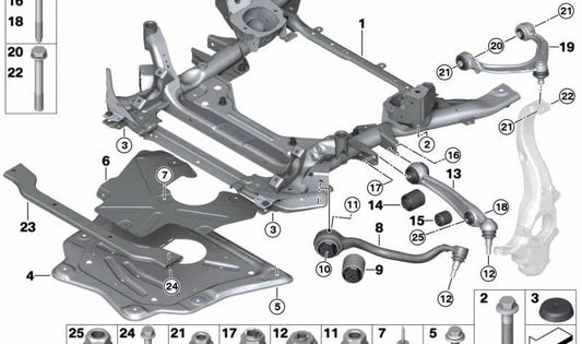Subchassis anteriore OEM 31116859659 per BMW F15, F16. BMW originale.