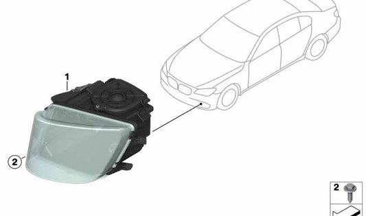 Balise avant droit avec OEM de lumière adaptative 63117494844 pour la série BMW 7 F01, F02. BMW d'origine.