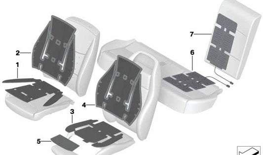 Resistencia calefacción asiento base OEM 64117249279 para BMW F25 y F26 (X3, X4) {modelos: sDrive18d, sDrive20i} fabricados entre 2012 y 2017. Original BMW.