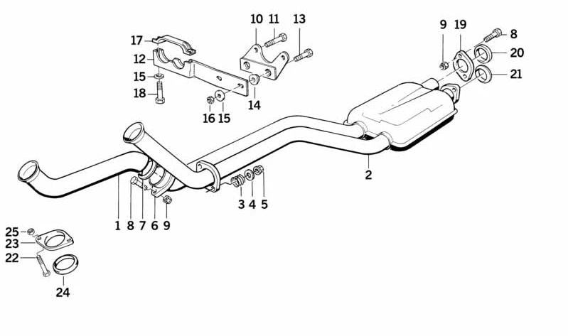 Tubo de escape intermedio OEM 18101709465 para BMW E32. Original BMW.
