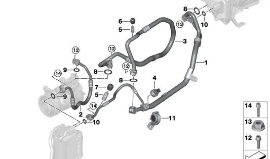 Dual Pipe Coolant Pipe for BMW 2 Series G87, 3 Series G80, G81, 4 Series G82, G83 (OEM 64508088921). Original BMW