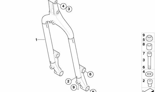 Suporte ao motor OEM 46517696623 para BMW Motorrad K1, K100, K1100, K75. Compatível com todos os modelos indicados. Peça original da BMW Motorrad.
