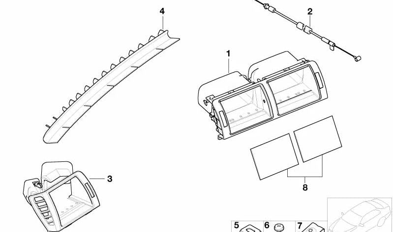 Rejilla de ventilación central OEM 64228370741 para BMW E46. Original BMW.