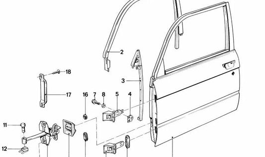 Right front window frame 41511874456 for BMW E28. Original BMW spare.