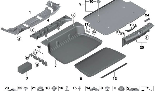 Revestimiento de fondo del maletero OEM 51479809872 para MINI Paceman R61. Original MINI.