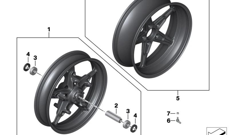 Schwarze Gussfelge vorne OEM 36318562526 für BMW R nineT, R nineT Pure, R nineT Scrambler, R nineT Racer Motorräder. Original BMW Motorrad.