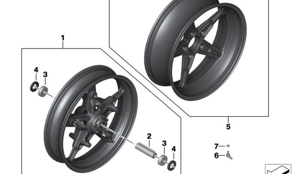 Llanta fundida negra delantera 3,5x19 OEM 36318562506 para BMW Motorrad R NineT Scrambler, R NineT Urban G/S. Original BMW Motorrad.