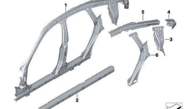 Marco lateral derecho central OEM 41007427488 para BMW F34 (Serie 3 Gran Turismo). Original BMW.