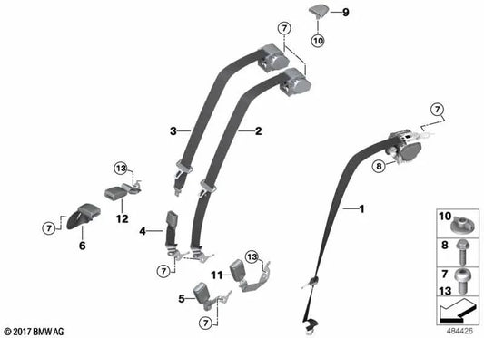 Rechte Rückgurte für BMW 5 F90, G30 (OEM 72118092488). Original BMW