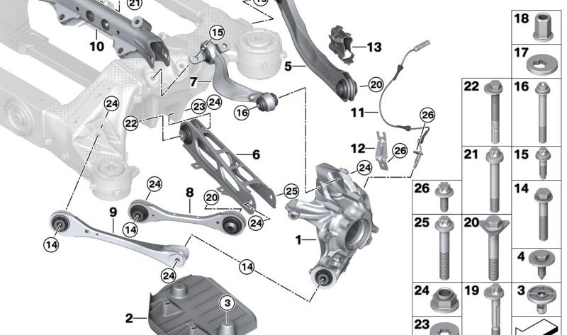 Sensor de velocidad de rueda trasera OEM 34526784598 para BMW G68 (Serie 5) y G70 (Serie 7). Original BMW.