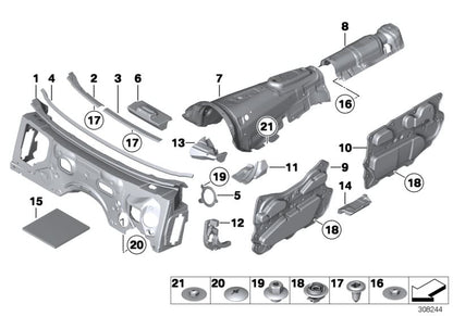 Isolamento del tunnel acustico per BMW 5 F07 Series, F07N, 7 F01, F01N, F02, F02N, F04 (OEM 51487945996). BMW originale.