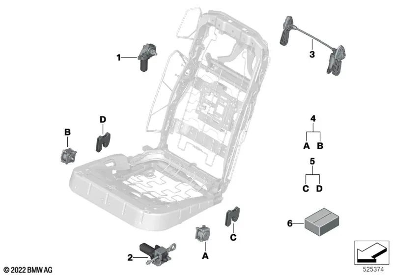 Seat drive mounting kit for BMW 7 Series G70 (OEM 52105A4A245). Original BMW