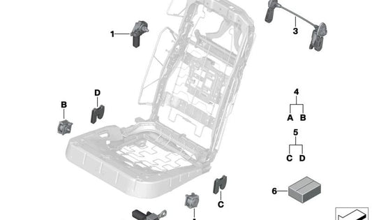 Clip de fijación OEM 52105A4A239 para BMW Serie 7 G70 (asiento trasero, sistema eléctrico). Original BMW.