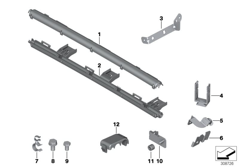 Tapa inferior del canal de cables OEM 12527534161 para BMW E81 y E82 (modelos 125i, 128i, 130i, 135i). Compatible con versiones manual y automática. Original BMW.