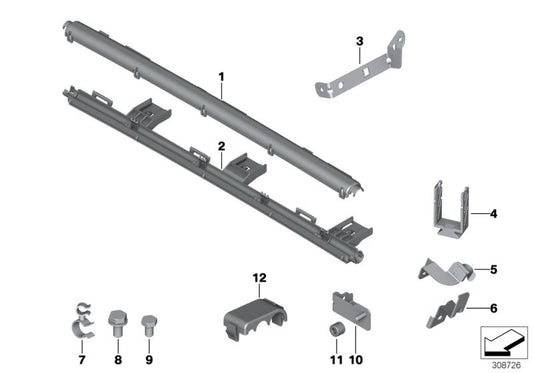 Tapa inferior del canal de cables OEM 12527534161 para BMW E81 y E82 (modelos 125i, 128i, 130i, 135i). Compatible con versiones manual y automática. Original BMW.