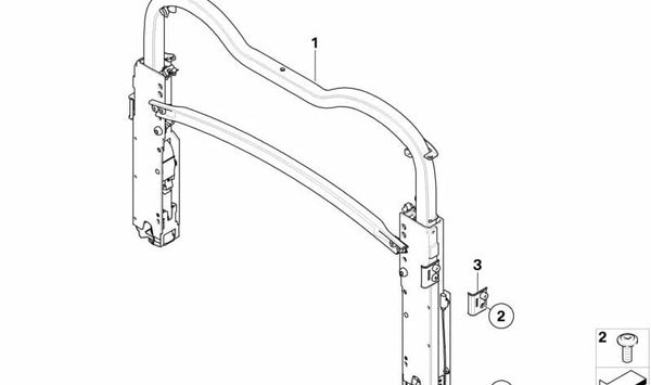 Soporte de capó derecho OEM 72112757092 para MINI R55, R56, R57, R58, R59. Original MINI.