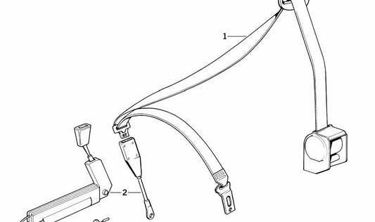 Cinturón de seguridad derecho con pretensor OEM 72118167722 para BMW E34 y E32. Pieza original BMW.
