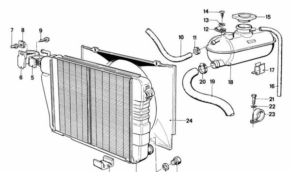 Radiador de agua con enfriador de aceite de transmisión para BMW Serie 5 E12 (OEM 17111120007). Original BMW