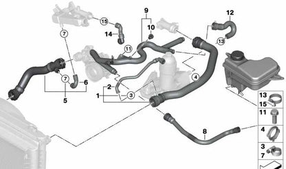 Tubo refrigerante OEM 17127787455 para BMW Serie 5 E60, E60 LCI, E61, E61 LCI. Original BMW.