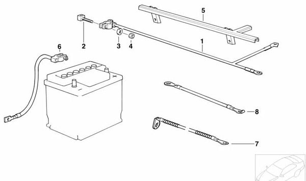 Cable de batería positivo OEM 12422245474 para BMW E36. Original BMW.