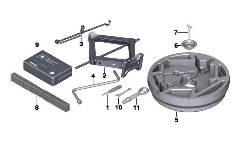 Bandeja organizadora para hueco de rueda de repuesto OEM 71106786508 para BMW X5 (E70, E70N, F15, F85) y BMW X6 (E71, F16, F86). Original BMW.
