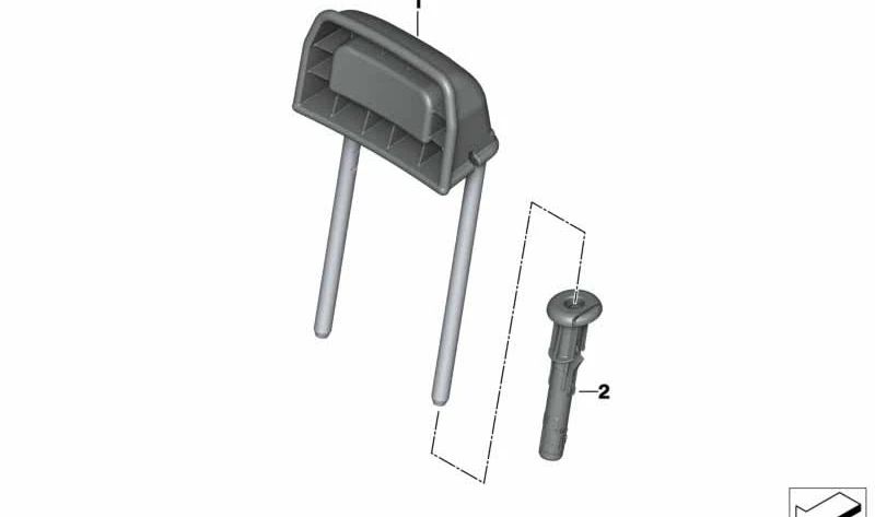 Guía de reposacabezas con bloqueo OEM 52207142041 para BMW E81, E82, E87, E88, E90, E91, E92, F07, F10, F11, F06, E84, F25, F26. Original BMW.