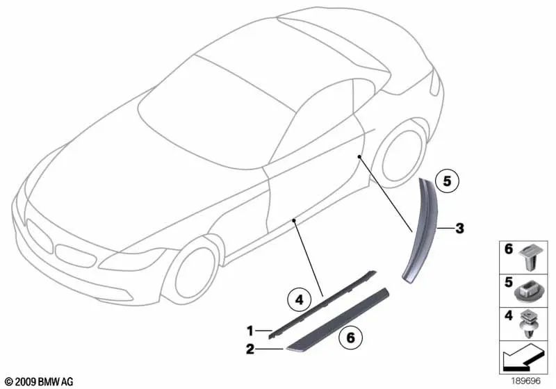 Blenda de entrada esquerda para BMW Z4 E85, E86, E89 (OEM 5147069121). BMW original.
