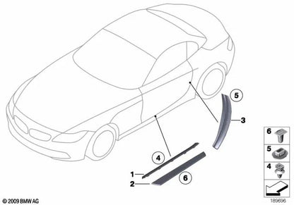 Blenda de entrada esquerda para BMW Z4 E85, E86, E89 (OEM 5147069121). BMW original.