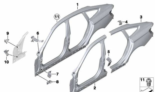 Colonne extérieure droite pour la série BMW 3 F34, F34N (OEM 41007334016). BMW d'origine