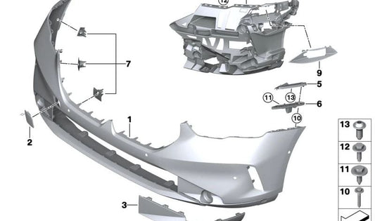 Soporte para sensor de aparcamiento PDC/PMA OEM 51115A6A3C9 para BMW Serie 5 G60 (520d, 520i, 523d) modelos desde 07/2023. Compatible con versiones de tracción trasera y total. Original BMW.
