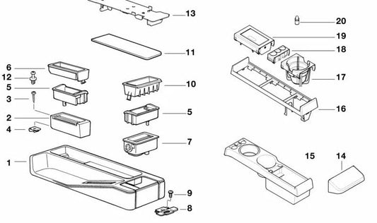 Birken/Heck -Chrom -Aschenbecher für die BMW 3 E36 -Serie (OEM 51162423549). Original BMW