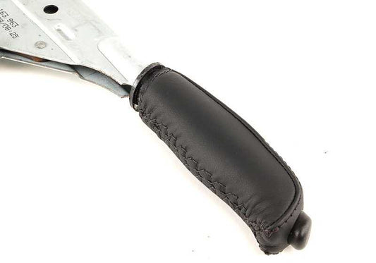 Palanca de freno de mano en cuero OEM 34411163961 para BMW E39 (todos los modelos: 520d, 520i con cambio manual y automático). Color negro. Original BMW.
