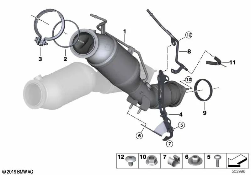 Tipe de pression pour filtre à particules à essence pour BMW x3 F97, x4 F98 (OEM 18328090190). BMW d'origine