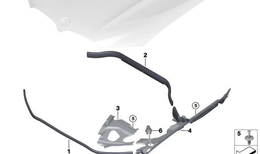 Joint arrière du capot avant OEM 51767397486 pour BMW G01, G08, F97, G02, F98. BMW d'origine