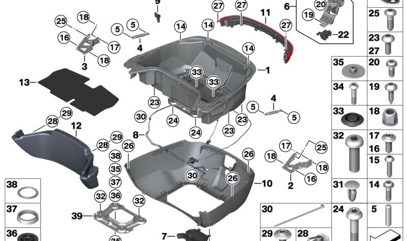 Respaldo acolchado para Topcase inferior OEM 46549898590 para motos BMW R 18 B, R 18 Transcontinental (K35). Original BMW Motorrad.