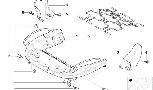 Rechts Sitzschale für BMW E46, E93 (OEM 52108267392). Original BMW