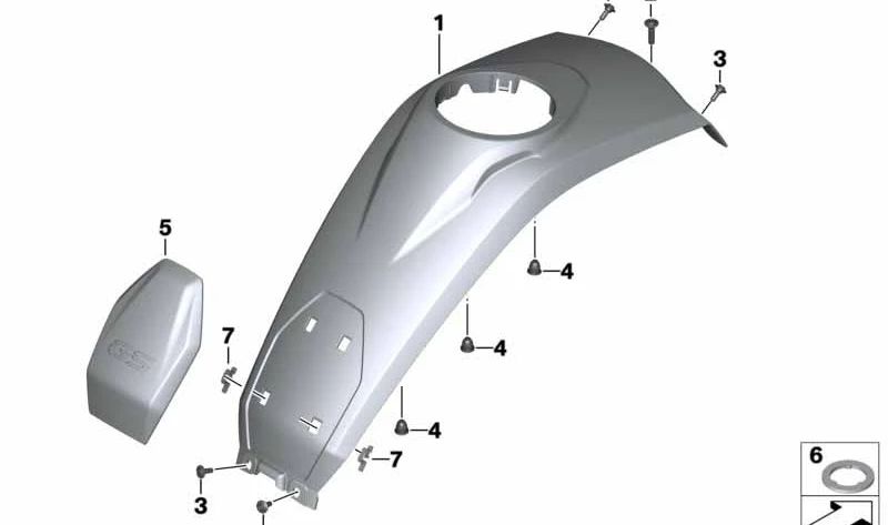 Copertura centrale del serbatoio OEM 46638533668 per moto BMW R1200GS, R1250GS. BMW Motorrad originale.