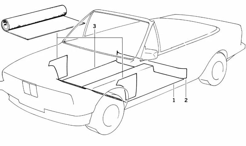 Aislamiento acústico y revestimiento del suelo OEM 51471942689 para BMW E30. Original BMW.