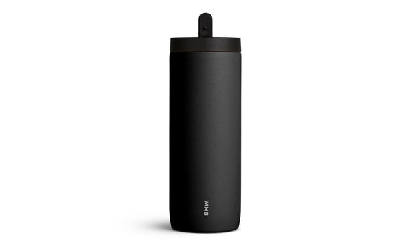 Termo deportivo negro 530 ml OEM 80235B5F656 para BMW {todos los modelos con portavasos}. Ideal para bebidas frías o calientes, encaja perfectamente en el coche. Original BMW.
