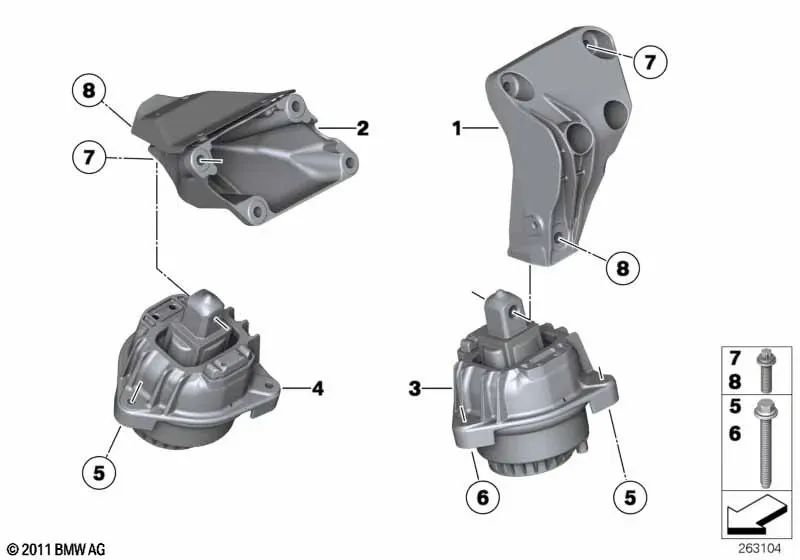 Parafuso hexagonal com arruela para BMW F07, F10, F11, F18, F06, F12, F13, E65, E66, F01, F02, E53 (OEM 07119905893). BMW original.