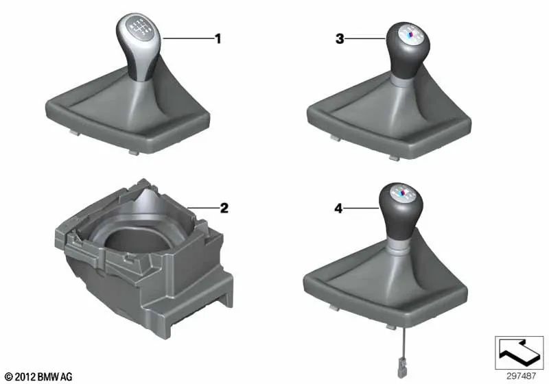 Lederwechselknopf mit Abdeckung/6 Geschwindigkeit für BMW F10, F11 (OEM 25117599517). Original BMW