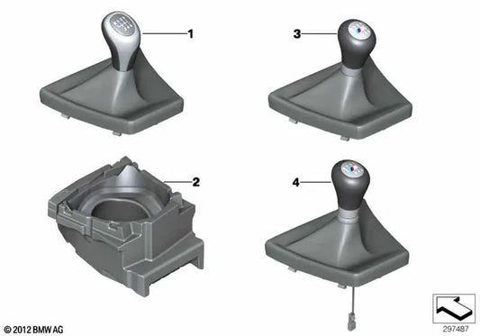 Lederwechselknopf mit Abdeckung/6 Geschwindigkeit für BMW F10, F11 (OEM 25117599517). Original BMW