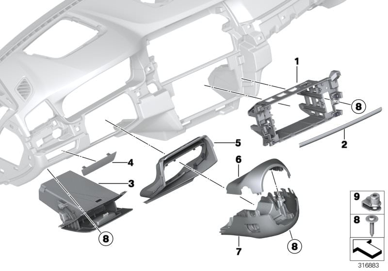 Compartimento abatible lado conductor OEM 51459206025 para BMW F10 (518d, 520d). Original BMW.