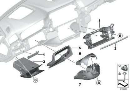 Compartimento abatible lado conductor OEM 51459206025 para BMW F10 (518d, 520d). Original BMW.