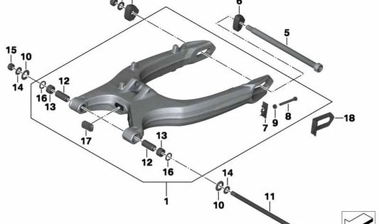 Braço oscilante traseiro preto OEM 33178549120 para motocicletas BMW F 700 GS, F 650 GS, F 800 GS, F 800 GS Adventure. Originais BMW Motorrad.